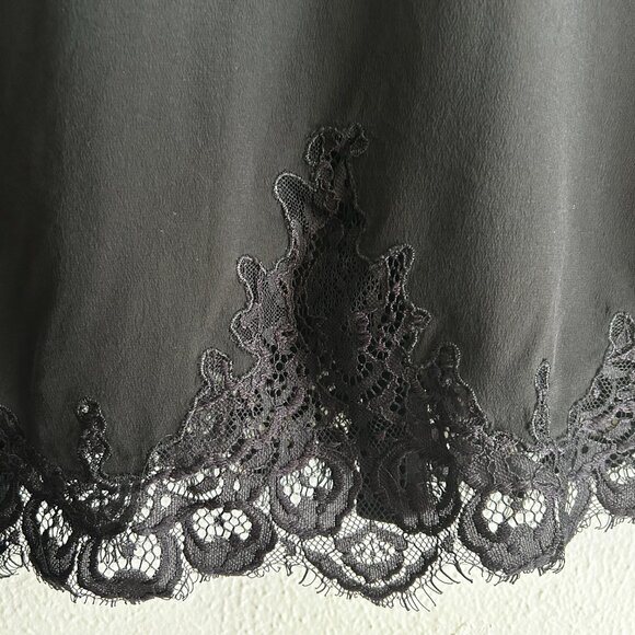 ELIE TAHARI Woman's Lace Inset Shirt 100% Silk in NOIR SZ - Picture 7 of 8